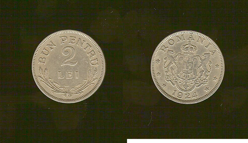 Romania 2 lei 1924 gVF